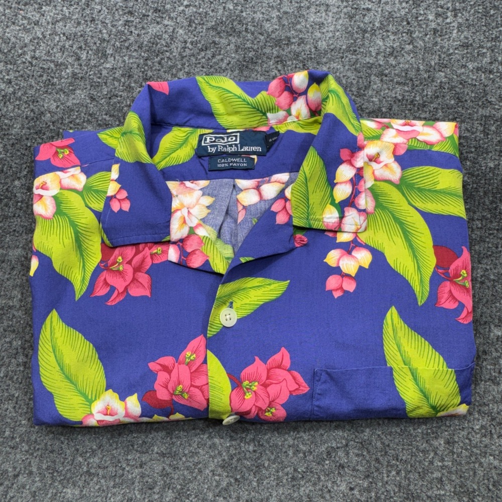 Vintage Polo Ralph Lauren Shirt Mens Large Caldwell Hawaiian Floral Camp 90s